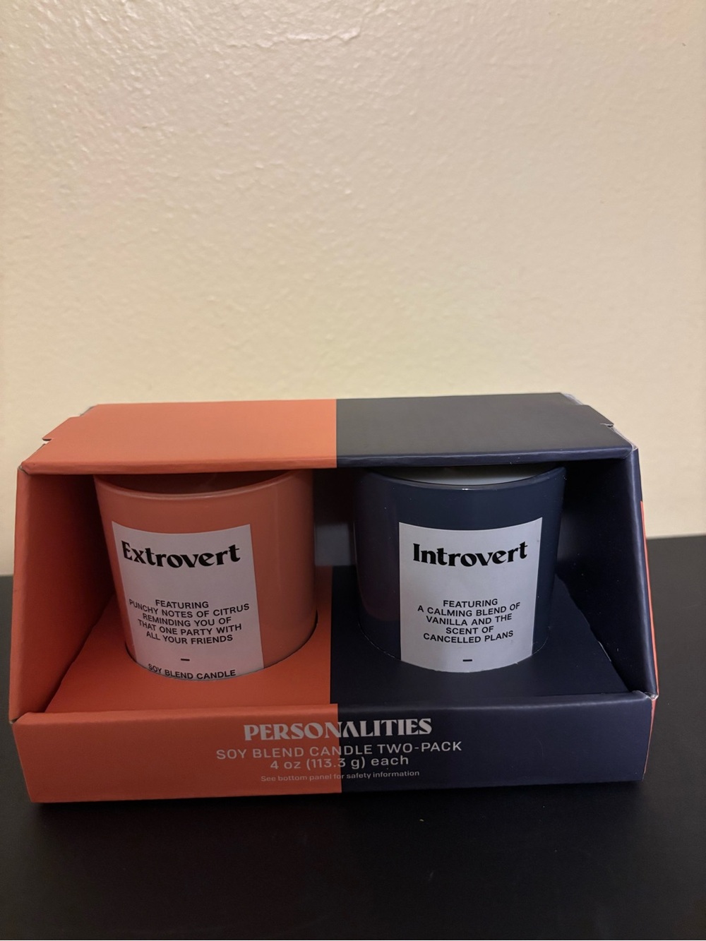 Extrovert & Introvert Candle Two-Pack - Coral & Navy